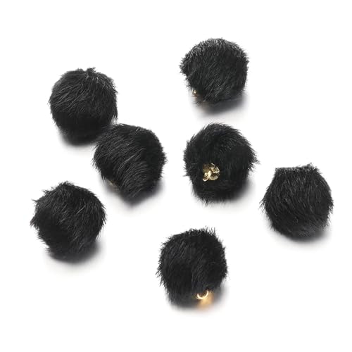 Pompoms Zum Basteln 10 Stück 17 mm Plüschfell bedeckte Kugelperlen Charms Pompom Perlen Anhänger for DIY Ohrring Tasche Schlüsselanhänger Anhänger Schmuckherstellung Zubehör FüR Diy Kreative Handwerk von ZUGLQYSX