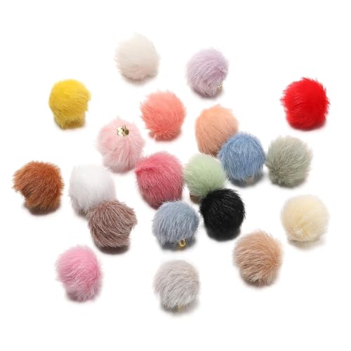 Pompoms Zum Basteln 10 Stück 17 mm Plüschfell bedeckte Kugelperlen Charms Pompom Perlen Anhänger for DIY Ohrring Tasche Schlüsselanhänger Anhänger Schmuckherstellung Zubehör FüR Diy Kreative Handwerk von ZUGLQYSX