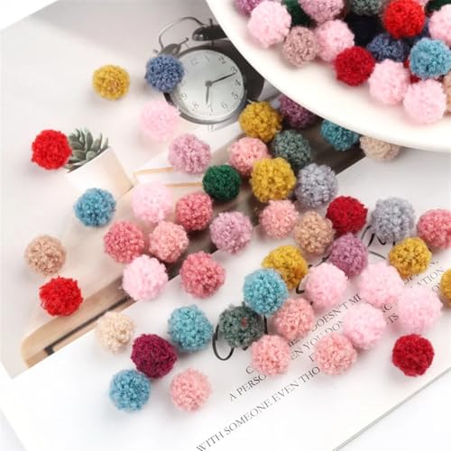 Pompoms Zum Basteln 100 Stück 15 mm bunte lockige, flauschige Plüschbälle, DIY-Bastelbedarf, Ohrringe, Anhänger, Haarschmuck, Pompons, Dekorationsmaterialien, Pom Poms FüR Diy Kreative Handwerk Dekora von ZUGLQYSX