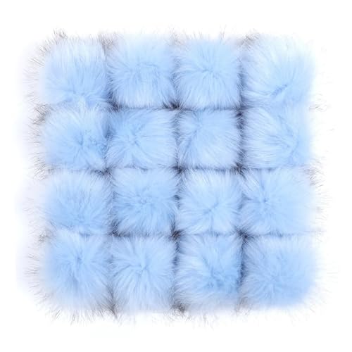 Pompoms Zum Basteln 6 Stück 8 cm Pompons Fake Fox Fur Hats Ball Hairball Hat Ball Pom Pom With Rubber Band Handmade DIY Clothing Pompons For Hats FüR Diy Kreative Handwerk Dekorationen(Sky blue) von ZUGLQYSX