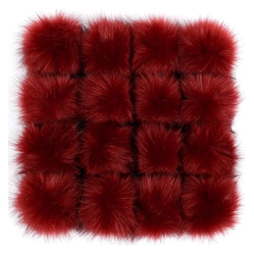 Pompoms Zum Basteln 6 Stück 8 cm Pompons Fake Fox Fur Hats Ball Hairball Hat Ball Pom Pom With Rubber Band Handmade DIY Clothing Pompons For Hats FüR Diy Kreative Handwerk Dekorationen(Wine red) von ZUGLQYSX