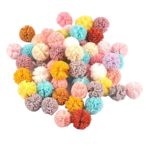 ZUGLQYSX Pompoms Zum Basteln 50Pcs 10/15/20mm Spitze Ball DIY Elastische Blume Pompons Handwerk Plüsch Mesh for Schmuck Machen zubehör FüR DIY Kreative Handwerk Dekorationen(10mm) von ZUGLQYSX