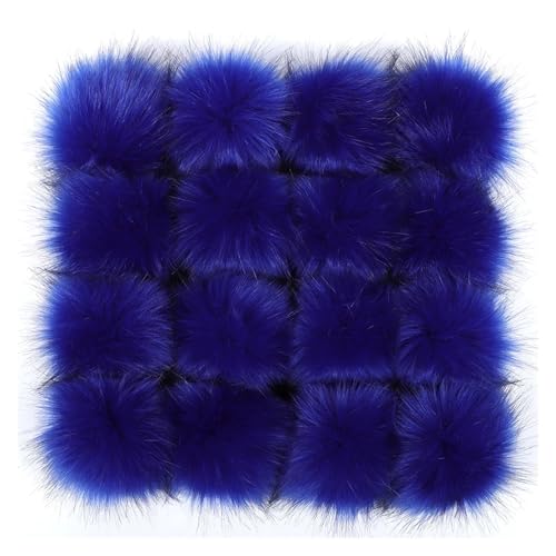 ZUGLQYSX Pompoms Zum Basteln 6 Stück 8 cm Pompons Fake Fox Fur Hats Ball Hairball Hat Ball Pom Pom with Rubber Band Handmade DIY Clothing Pompons for Hats FüR DIY Kreative Handwerk Dekorationen(Blue) von ZUGLQYSX