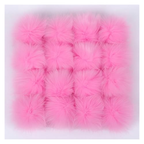 ZUGLQYSX Pompoms Zum Basteln 6 Stück 8 cm Pompons Fake Fox Fur Hats Ball Hairball Hat Ball Pom Pom with Rubber Band Handmade DIY Clothing Pompons for Hats FüR DIY Kreative Handwerk Dekorationen(Pink) von ZUGLQYSX