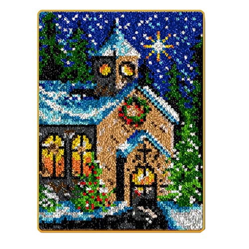 Weihnachtsteppich-Herstellungssets, DIY Weihnachten Knüpfhaken-Set, vorgedrucktes Muster, Stickerei-Kits, Kreuzstich-Sofakissenbezug, Heimdekoration, 52x38 cm (Weihnachten A) von ZUHK