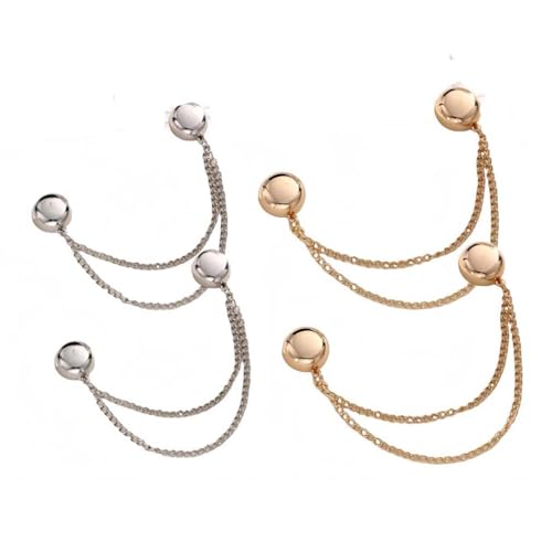 4 Stück Multifunktionale magnetische Kleidungsclips,Multi-Function Magnetic Clothing Clips,Leistungsstarke Hijab-Magnete Mit Kette,Einzigartiger magnetischer Kleidungsclip (Silber+Gold) von ZUICC