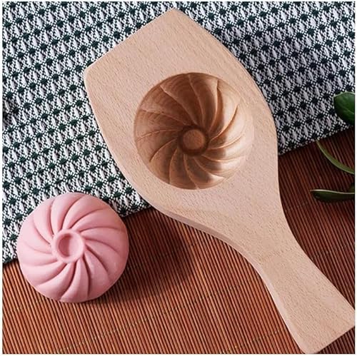 DIY Steamed Bun Mold,Chinesische Mondkuchen-Blumenform Set Mondkuchenform,Mooncake Form Holz Mooncake Blumenformen Form Cookie Briefmarken,Runde Gebäck Mooncake Mould für Diy Backen Zubehö (A) von ZUICC