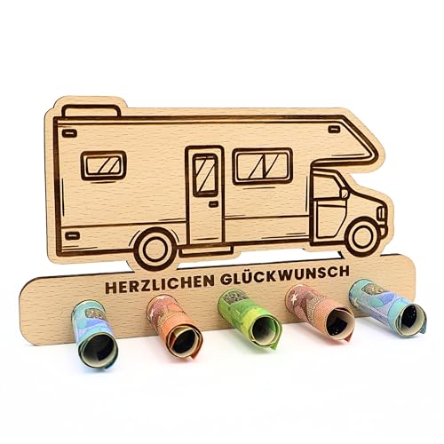 ZUKLA® kleine Verpackung für Geldgeschenk Reise Geldgeschenk Camper - Geschenk für Camper Wohnmobil - Wohnwagen Spardose - Reisegutschein Geschenk Verpackung von ZUKLA