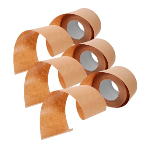 ZUNOXAZ 3 Rollen Klebeband aus Kraftpapier Streifen wickeln Nachfüllung Markierungsband Leitung paketklebeband verpackungsband Hochleistungs-Packband Versandband für Pakete Light Brown von ZUNOXAZ