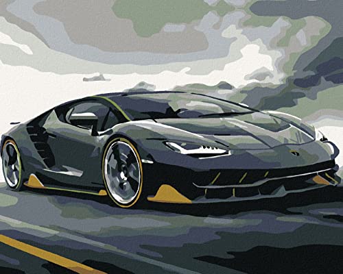 Malen nach Zahlen - LAMBORGHINI 40x50 cm mit Keilrahmen (bereits gespannt) von ZUTY