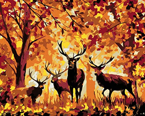 ZUTY 1343170, Malen nach Zahlen-HIRSCHE UND HERBSTWALD 40x50 cm ohne Keilrahmen von ZUTY