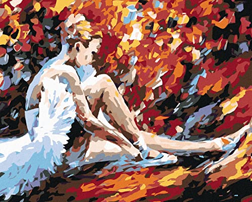 ZUTY 1364333, Malen nach Zahlen-SITZENDE Ballerina 80x100 cm mit Keilrahmen (bereits gespannt), Framed von ZUTY