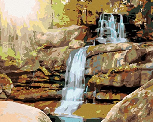 ZUTY 1397242, Malen nach Zahlen-SONNENSTRAHLEN UND Wasserfall 80x100 cm ohne Keilrahmen, not Framed von ZUTY