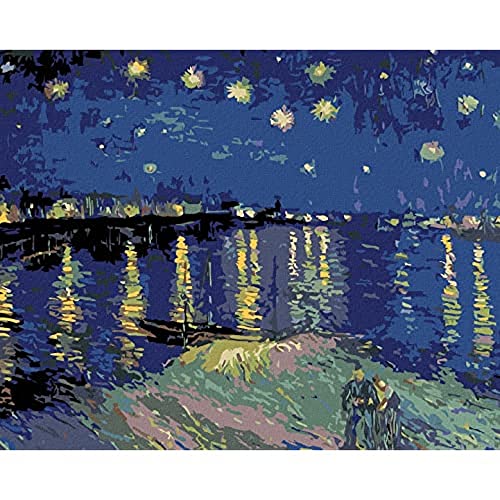 Zuty 1536230, Malen nach Zahlen-DIE STERNENNACHT ÜBER DEM RHEIN (Van Gogh) 40x50 cm ohne Keilrahmen von Zuty