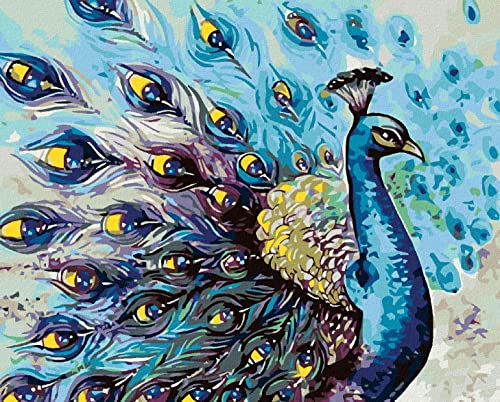 ZUTY 2338230, Malen nach Zahlen-STOLZER PFAU 40x50 cm ohne Keilrahmen, not Framed von ZUTY