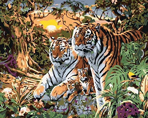 ZUTY 2796231, Malen nach Zahlen-Tiger MIT Jungen 40x50 cm mit Keilrahmen (bereits gespannt), Framed von ZUTY