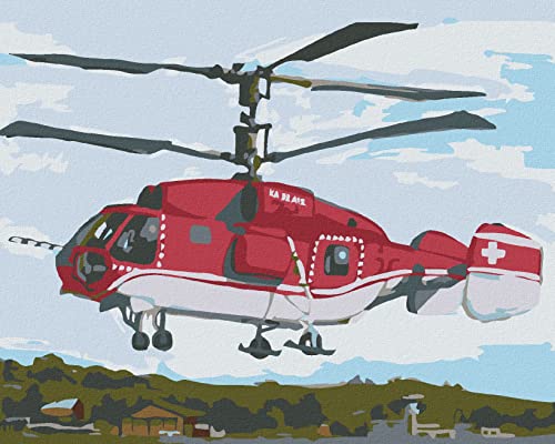 ZUTY 348140, Malen nach Zahlen-RETTUNGSHUBSCHRAUBER 40x50 cm ohne Keilrahmen, not Framed von ZUTY