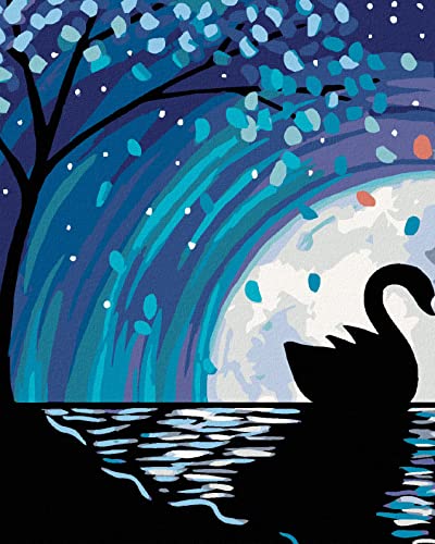 ZUTY 509190, Malen nach Zahlen-Schwan BEIM VOLLMOND II 40x50 cm ohne Keilrahmen, not Framed von ZUTY