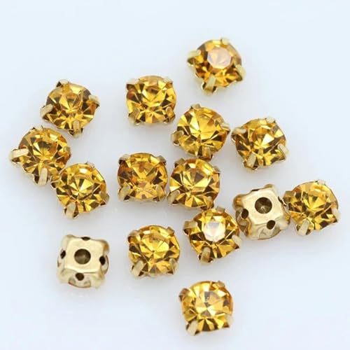 100 Stück 4 mm goldene Krallen zum Aufnähen von runden Strasssteinen für Handarbeiten, DIY-Glaskristalle, Steine, Kleidung, Hochzeitskleid, Basteln-golden-4 mm von ZUYCML