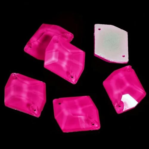 Glitzernde Rose, Neon-Nägel, Kristall-Strasssteine, nicht Hot Fix, Kristall-Nähzubehör, Strass-Edelsteine für Nagelkunst, Nagel-Charms, 10 x 14 mm, 24 Stück von ZUYCML