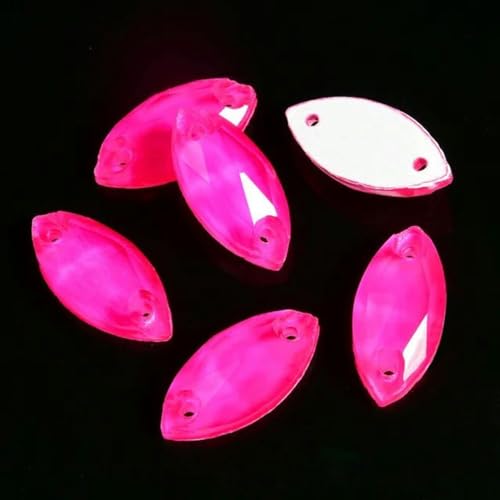 Glitzernde Rose, Neon-Nägel, Kristall-Strasssteine, nicht Hot Fix, Kristall-Nähzubehör, Strass-Edelsteine für Nagelkunst, Nagel-Charms, 15 x 31 mm, 12 Stück von ZUYCML