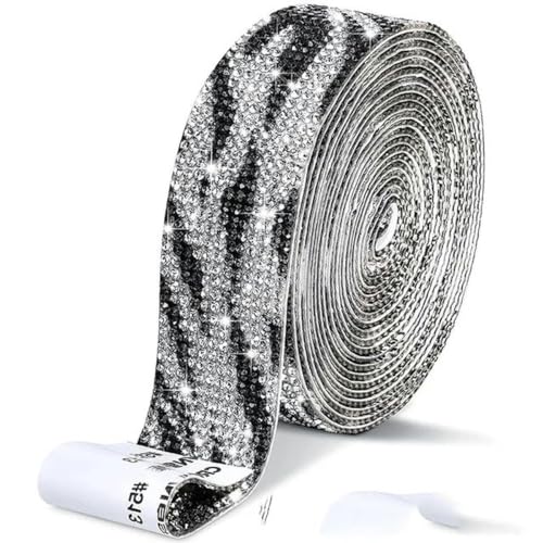 Selbstklebender Kristall-Strass-Aufkleber, Diamantband, DIY-Aufkleber, Strasssteine, Kunsthandwerk, Dekoration, Zebra, 8 Reihen (18 mm) von ZUYCML