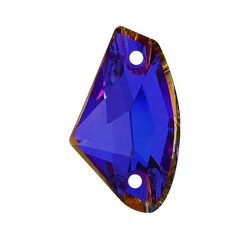 Strass-Applikation zum Aufnähen in brillanter Farbe, Kristallsteine, flache Rückseite für Kleidung/Schmuckdesign, DIY/Bastelkleid, Violettblau, 12 x 19 mm, 10 Stück von ZUYCML