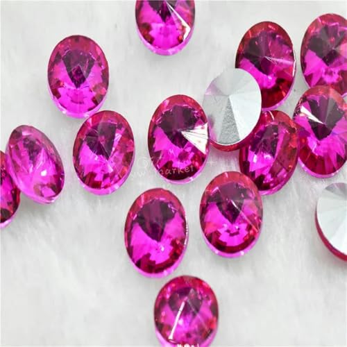 Strasssteine, Glaskristall, für die Schmuckherstellung, Handarbeitsperlen, 6 mm, 8 mm, 10 mm, 12 mm, 18 mm, Fuchsia, 10 mm, 100 Stück von ZUYCML