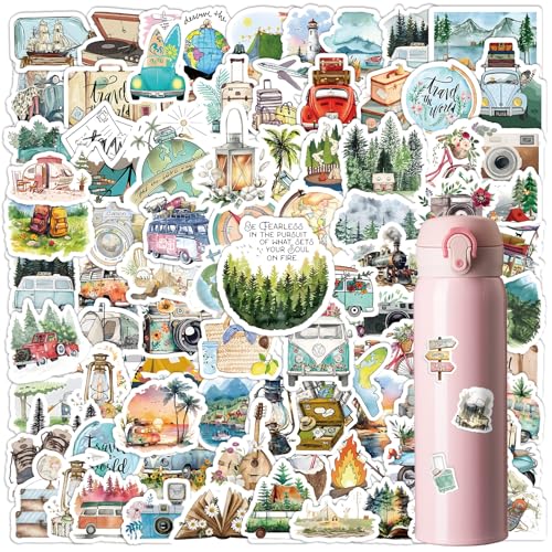 100 Stück Sticker Set, Outdoor Reise Aufkleber Wasserfest Camping Aufkleber für Gepäck Koffer Laptop Scrapbook Snowboard Skateboard Motorrad Graffiti Sticker von ZUYIST