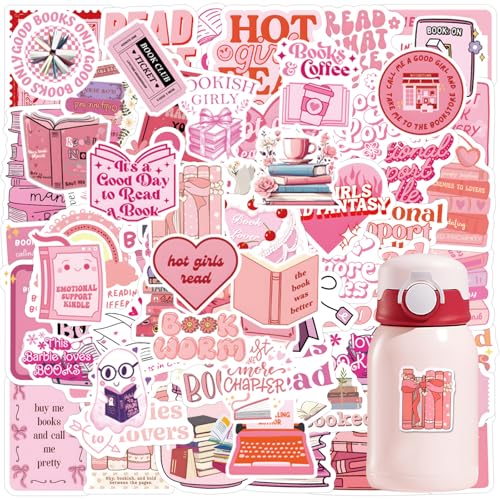 120 Stück Bookish Aufkleber Set, Wasserfeste Rosa Buch Sticker Ästhetische Aufkleber Aesthetic Stickers für Laptop Scrapbook Wasserflaschen Skateboard Koffer DIY Art Crafts von ZUYIST