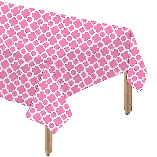 Papier Tischdecke Einweg Rosa Tischdecken 1 Stück 137 x 274cm Rechteckig Party Tischdekoration für Geburtstag, Gartentischdecken, Cocktailparty, Picknick, Grillen von ZVK