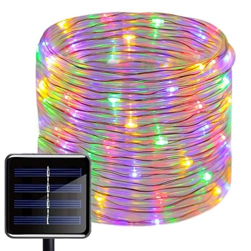 ZVO Solar Lichtschlauch Außen, 10M 100 LED Schlauch Outdoor Glasklar, 8 Modi Solar Lichterkette Aussen Wasserdichte Dekorative für Garten Balkon Terasse Hochzeit Party Weihnachten Deko(Mehrfarbig) von ZVO