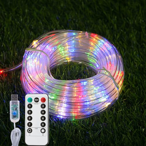 ZVO LED Lichterschlauch USB, 10M 100 LED Lichterkette Innen, 8 Modi IP65 Wasserdicht LED Schlauch mit Fernbedienung für Außen Garten Balkon Hochzeit Camping Weihnachten Deko(Mehrfarbig) von ZVO