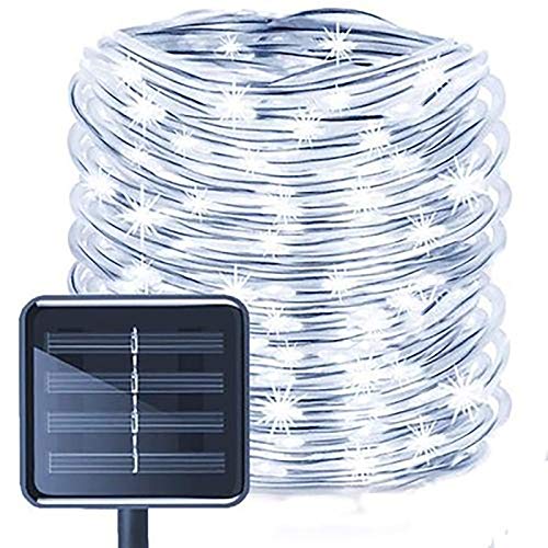 ZVO Solar Lichtschlauch Außen, 10M 100 LED Schlauch Outdoor Glasklar, 8 Modi Solar Lichterkette Aussen Wasserdichte Dekorative für Garten Balkon Terasse Hochzeit Party Weihnachten Deko(Weiß) von ZVO