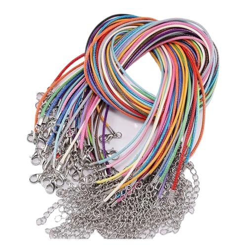 Lederhalsketten Schnüre Streifen 10–50 Stück Durchmesser 1,5/2 mm Lederband-Halskette mit Verschluss, verstellbares geflochtenes Seil for die Schmuckherstellung, DIY-Halskette, Armband(Color22,2.0mm-5 von ZWCSHUU