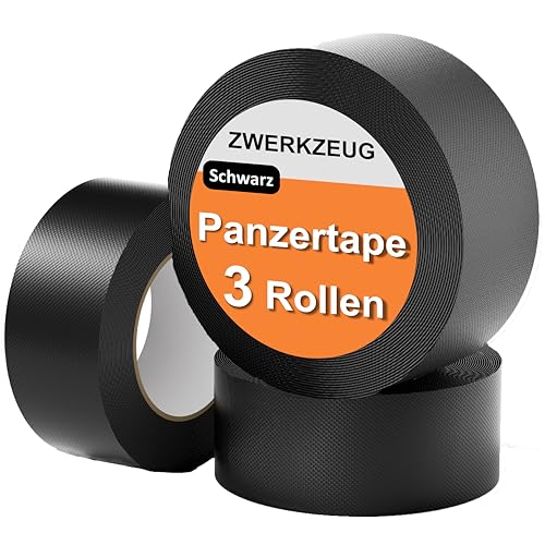 ZWERKZEUG Panzertape - Reparatur Klebeband - Gewebeband - extra stark - wasserfest - Gaffa Tape - power Duct Tape - Panzerband - in zwei Farben erhältlich - 48mm x 96m in drei Rollen von ZWERKZEUG