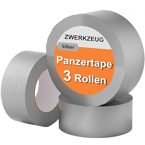 ZWERKZEUG Panzertape - Reparatur Klebeband - Gewebeband - extra stark - wasserfest - Gaffa Tape - power Duct Tape - Panzerband - in zwei Farben erhältlich - 48mm x 96m in drei Rollen von ZWERKZEUG