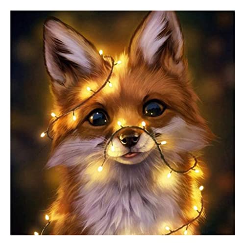 5D DIY Diamant Malerei Kits Vollbohrer, Strass Kreuzstich Stickerei Kristall Diamond Leinwand Painting Bilder nach Zahlen für Kinder Erwachsene Wohnwand Dekor - Kleiner Fuchs von ZWFSDM