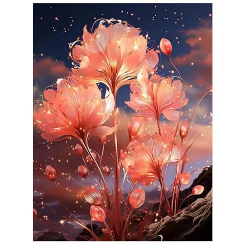 5D Diamond Painting Erwachsene, Rosa Bian Blume Diamant Painting Bilder Full Drill, Blume DIY Diamant Malerei Bilder Kits nach Zahlen für Kinder Mädchen Haus Wand Dekoration - 30x40cm (F) von ZWFSDM