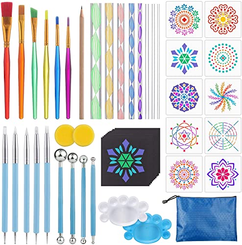 Mandala Dotting Tools, 49 Stück Mandala Rock Punktierung Werkzeuge Mandala Steine Bemalen Set Malerei Dotting Tools Dot Painting Werkzeug für DIY Mandala Art Rock Leinwand Malerei Nail Art Handwerk von ZWOOS