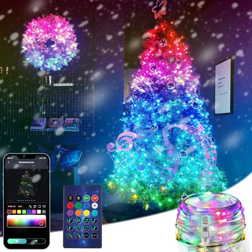 ZWOOS 10m 100LED Lichterkette RGB, Synchronisierung mit Musik, Stromversorgung über USB, APP-Steuerung/Fernbedienung, Bluetooth-Verbindung - für Weihnachten, Schlafzimmer von ZWOOS