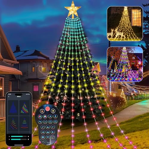 ZWOOS 400 LED Smart Weihnachtsbaum Beleuchtung, RGB Christbaumbeleuchtung Strom, Passen Muster, Farben und Text an, Integrierte 29 Muster, APP-Steuerung/Fernbedienung, Höhe 2 m von ZWOOS