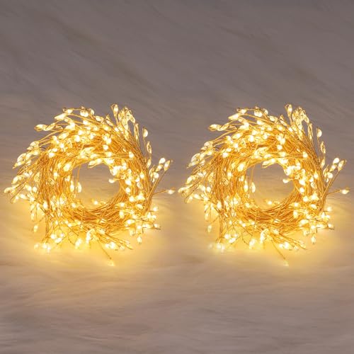 ZWOOS Lichterkette Strombetrieben mit Stecker, 5m 300 LED Warmweiß Außen und Innen,Stabile Helligkeit Lichterketten für Weihnachten Schlafzimmer Party Hochzeit Camping(2 PC) von ZWOOS