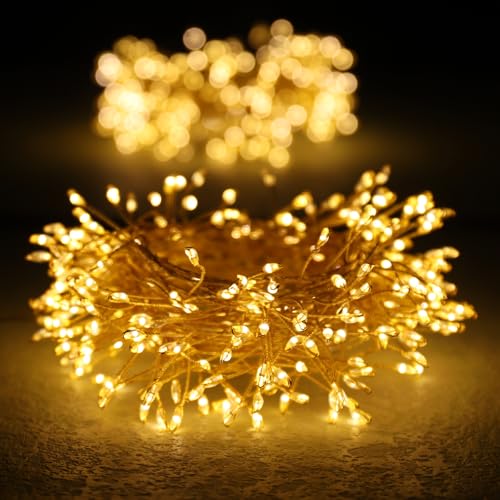 ZWOOS Lichterkette Innen mit Stecker, 10m 600 LED Lichterkette Außen Strom, Lichterkette Weihnachtsbaum mit Fernbedienung und Timer, Weihnachtsbeleuchtung Außen Wasserdicht IP44, Warmweiß von ZWOOS