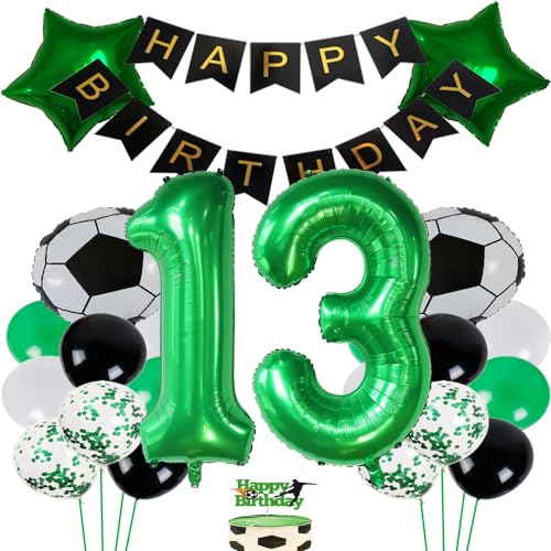 Fußball Luftballon 13 Jahre Geburtstag Deko Grün fussball deko geburtstag kinder 13 jahre geburtstag deko junge 13 jahre fussball Fußball Party Deko von ZWWsullo