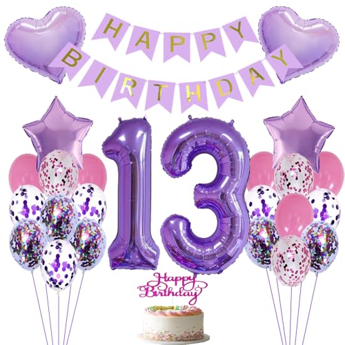 Luftballon 13 Geburtstag Lila Folienballon 13 jahre Geburtstag dekoration mädchen Luftballons Lila Geburtstag Happy Birthday Folienballon 13 Geburtstagsdeko Mädchen Geburtstag Deko Mädchen lila von ZWWsullo