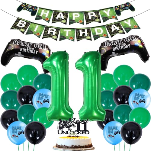 ZWWsullo Gamer Deko Geburtstag partydeko Jungen im 11. Jahr Geburtstagsdeko Geburtstagsdeko Jungen 11 Jahre geburtstag junge 11 jahre deko gamer 11. Geburtstag Dekoration Happy Birthday Deko Junge von ZWWsullo