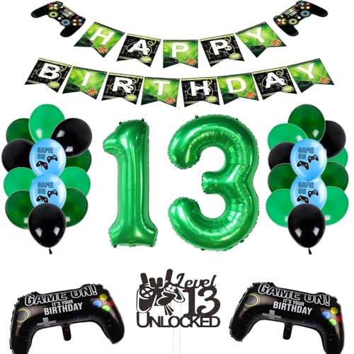 ZWWsullo Gamer Deko Geburtstag partydeko Jungen im 13 Jahr Geburtstagsdeko Geburtstagsdeko Jungen 13 Jahre geburtstag junge 13 jahre deko gamer 13 Geburtstag Dekoration Happy Birthday Deko Junge von ZWWsullo