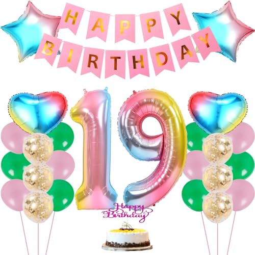 ZWWsullo Luftballon 19 Geburtstag Rosa geburtstag deko 19 jahre mädchen happy birthday 19 jahre mädchen deko 19 geburtstag mädchen Geburstag Deko Mädchen 19 Jahre Rosa Riesen Folienballon 19 Rosa von ZWWsullo