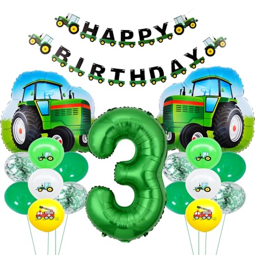 ZWWsullo Traktor Geburtstag Geko 3 Jahre geschenke zum 3 geburtstag junge geburtstag 3 jahre junge luftballons 3 jahre Luftballon Traktor Deko kindergeburtstag traktor geburtstag deko 3 jahre von ZWWsullo